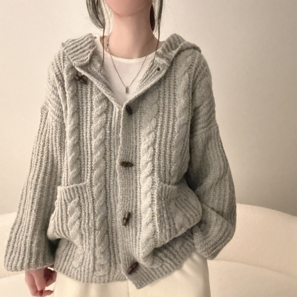 Women's Plaid Hooded Sweater Coat