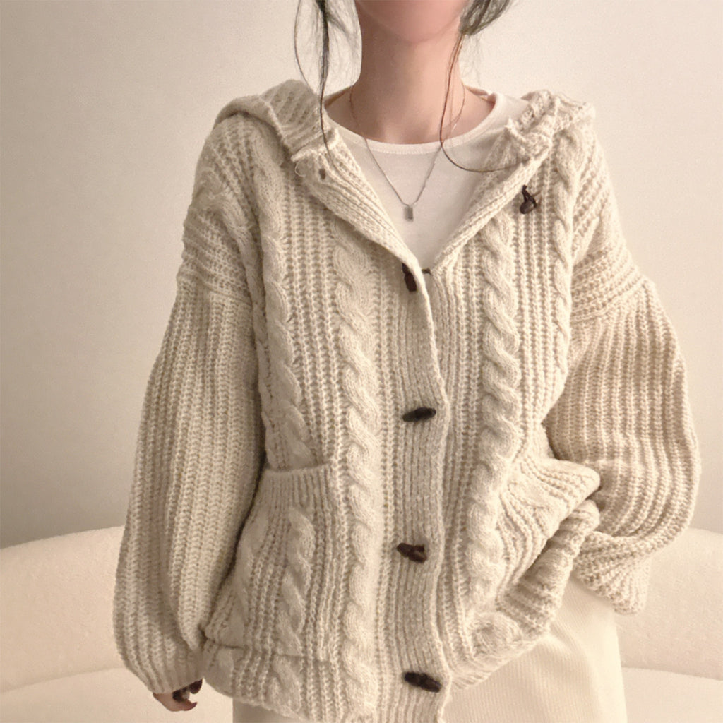 Women's Plaid Hooded Sweater Coat
