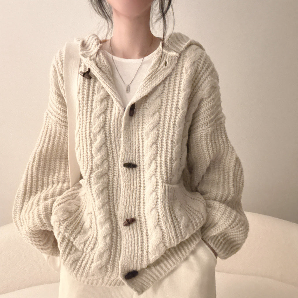 Women's Plaid Hooded Sweater Coat